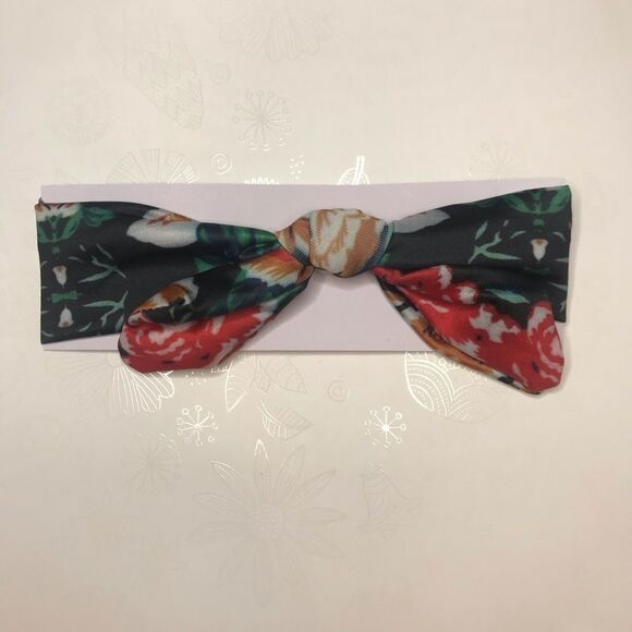 BABY Girls Tie Knot Black Floral Print Headband - Picture 2 of 4